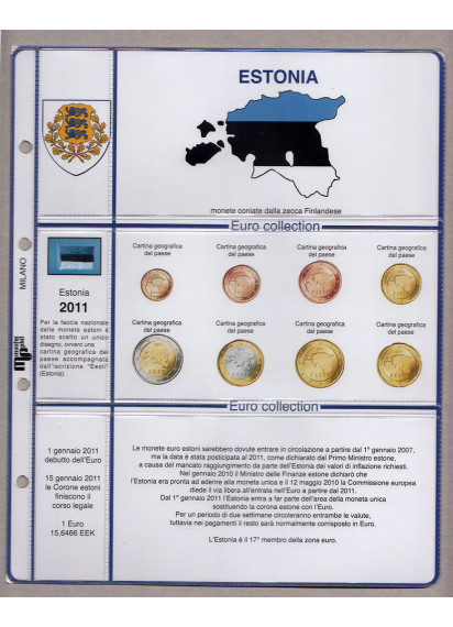Foglio e tasche per monete in euro Estonia 2011 